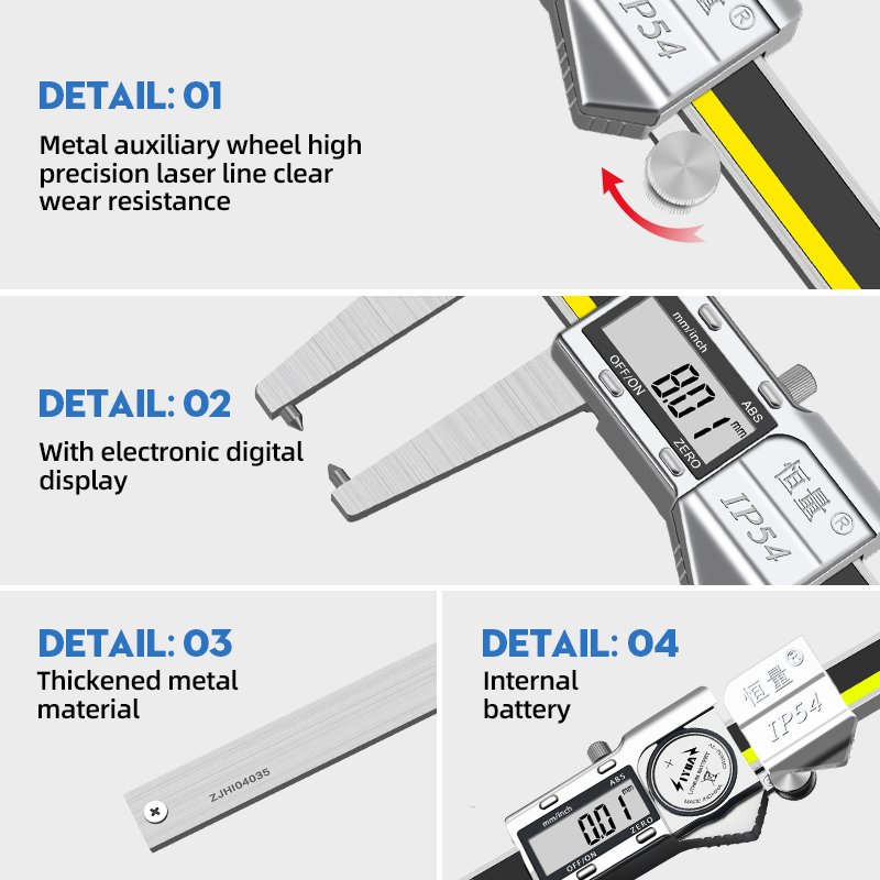 Hengliang 0-100mm High-precision IP54 Stainless Steel Brake Pad Caliper Stainless Steel Vernier Electronic Digital Caliper