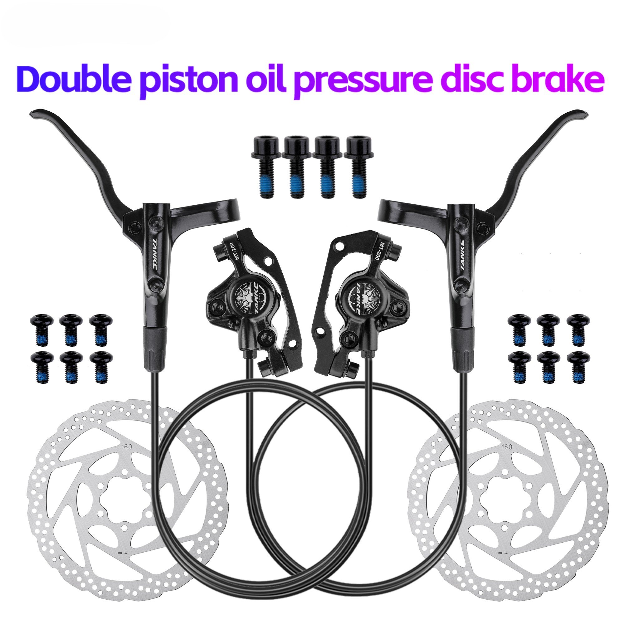 MT200 Bike Hydraulic Disc Brake MTB Brake BL BR 800/1600mm Bicycle Brake 2 Piston 3 Finger Steel Lever Bike Parts Upgrade