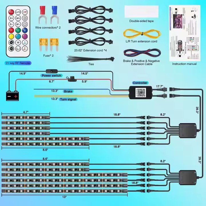 Factory Direct Sales Long Service Life APP Control/21-Key Remote Control Motorcycle Led Underglow Kit