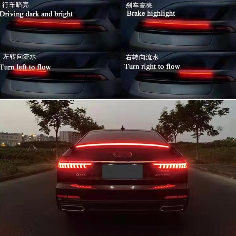 LED Third Brake Lights 51 Inch Spoiler Lip Kit Sequential Turn Signals Running Double Flash Light for Car Trunk Rear Windshield