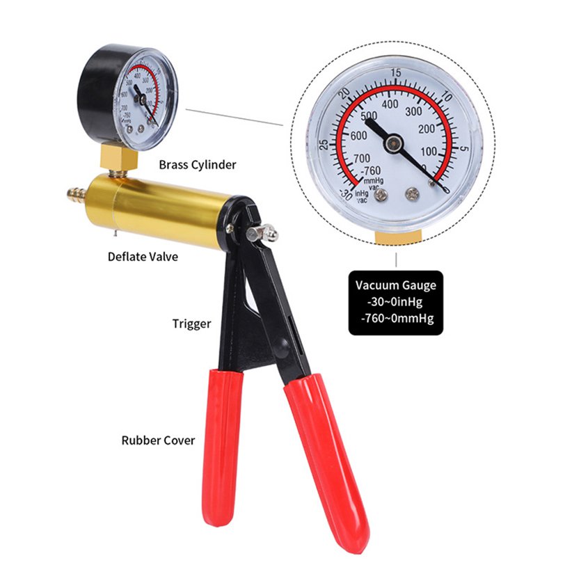Brake Bleeder Kit with Hand Vacuum Pump with Gauge Adapters Automotive Brake Fluid Bleeding Set for Automotive