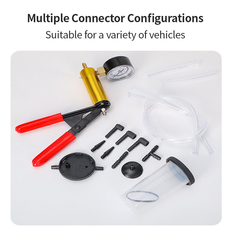 Brake Bleeder Kit with Hand Vacuum Pump with Gauge Adapters Automotive Brake Fluid Bleeding Set for Automotive
