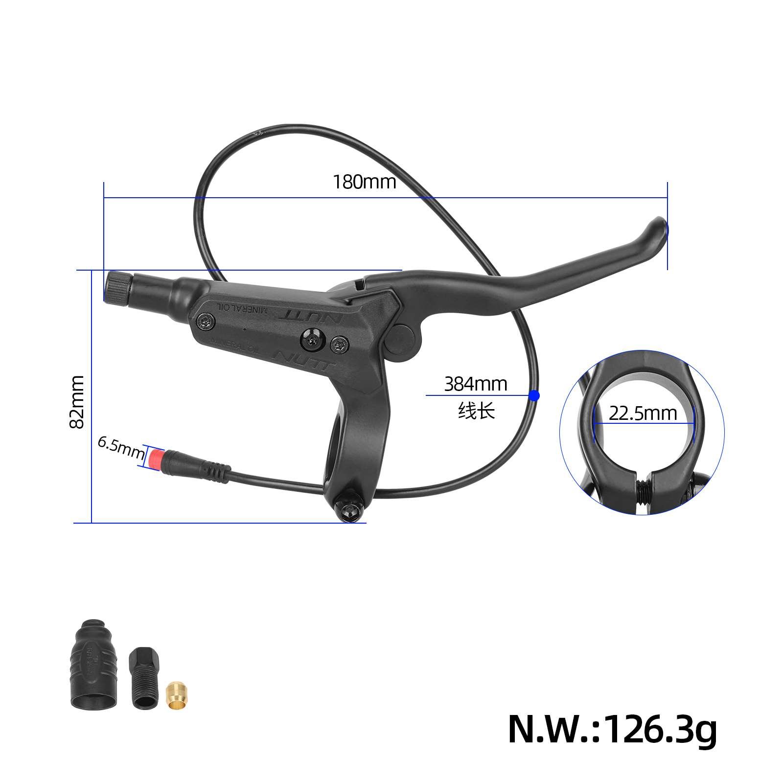 NUTT Electric Scooter E-Bike Bicycle Black (Front L& Rear R) Hydraulic Disc Brake Kit for 140 145 160 180 mm Disc Brake