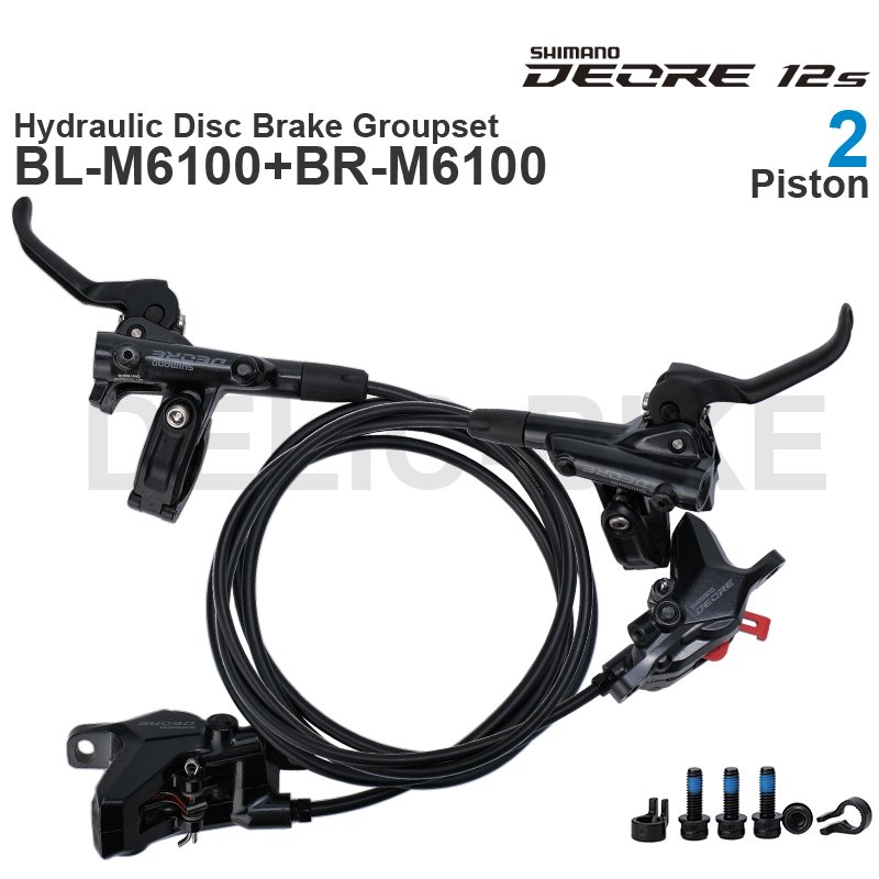 SHIMANO DEORE M6100 M6120 Hydraulic Disc Brake Groupset with M6100 Brake Lever and BR-M6100 or M6120 Brake Caliper assembled