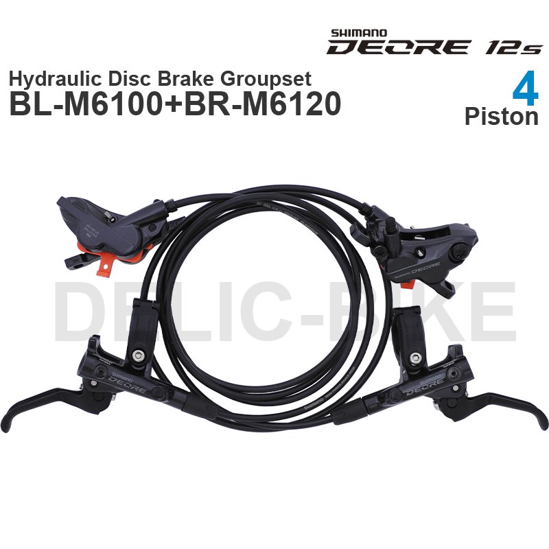 SHIMANO DEORE M6100 M6120 Hydraulic Disc Brake Groupset with M6100 Brake Lever and BR-M6100 or M6120 Brake Caliper assembled
