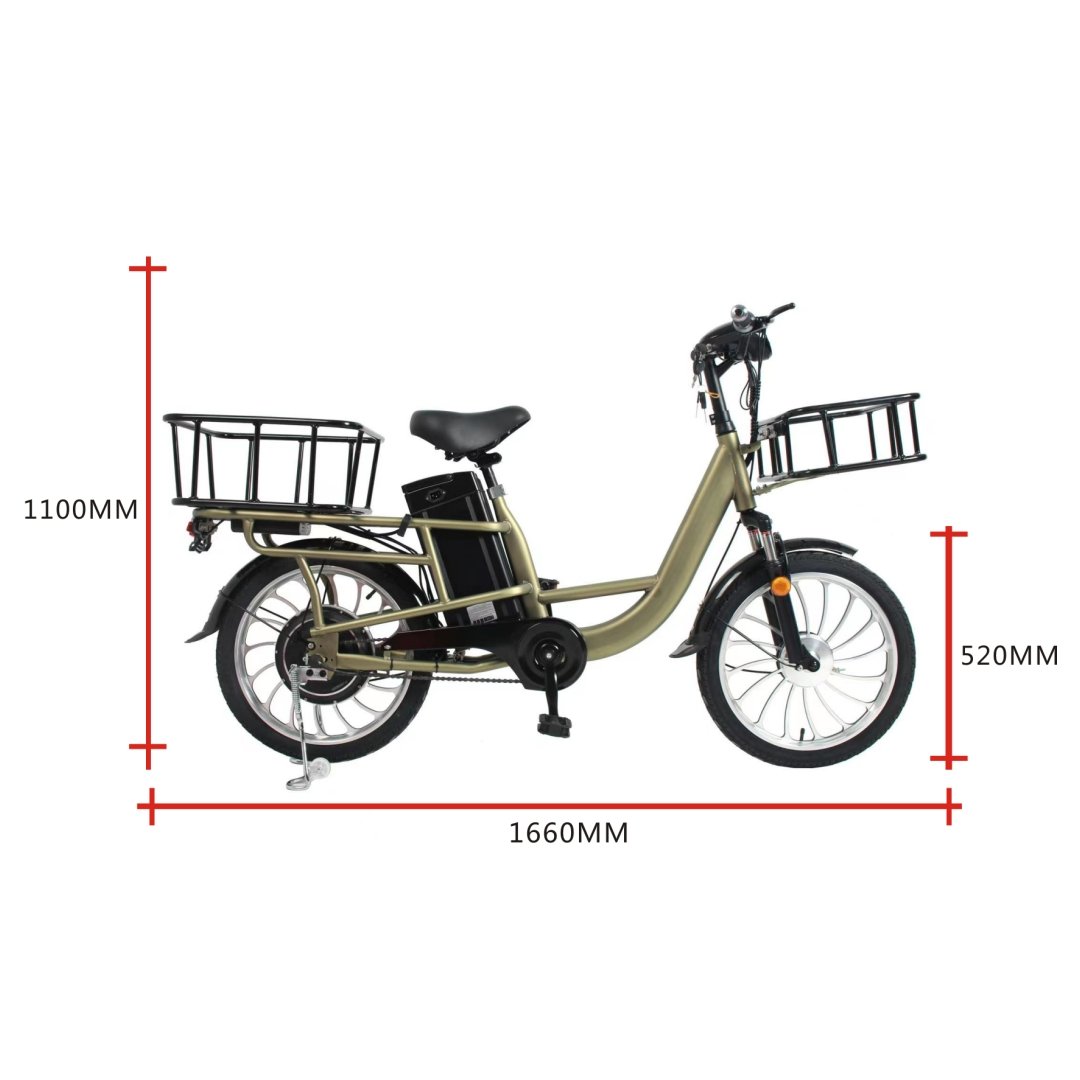 Long Distance 350W 48V Electric Bike Food Delivery 2-wheel Scooter Lithium Battery with Cargo Basket