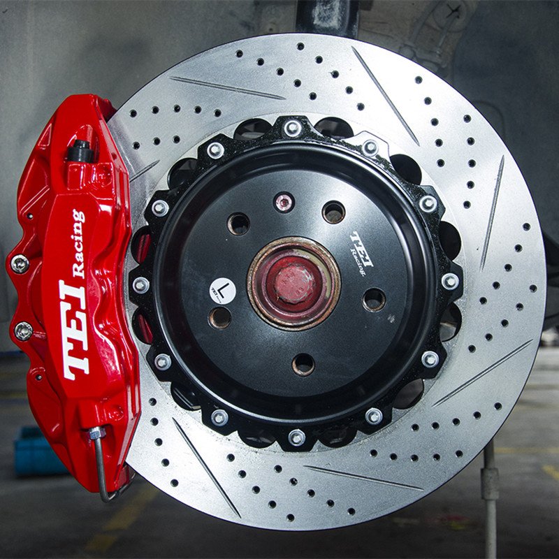 6 POT Brake Caliper Kit Front Caliper Kit Big Brake 355x28MM Disc Rotor Performance for Passat B6 B7 2005-2016 18Inch Wheels