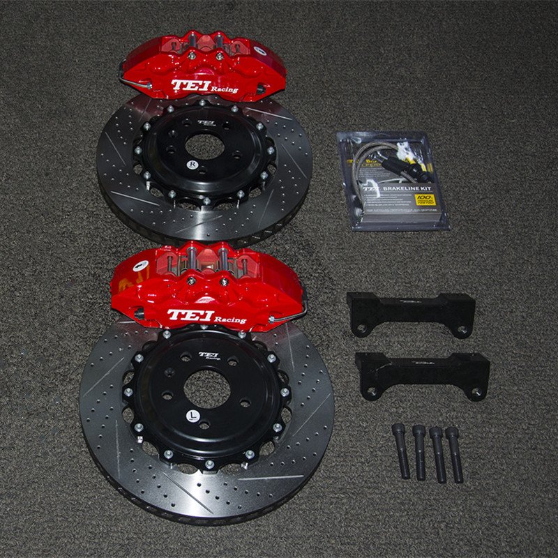 6 POT Brake Caliper Kit Front Caliper Kit Big Brake 355x28MM Disc Rotor Performance for Passat B6 B7 2005-2016 18Inch Wheels
