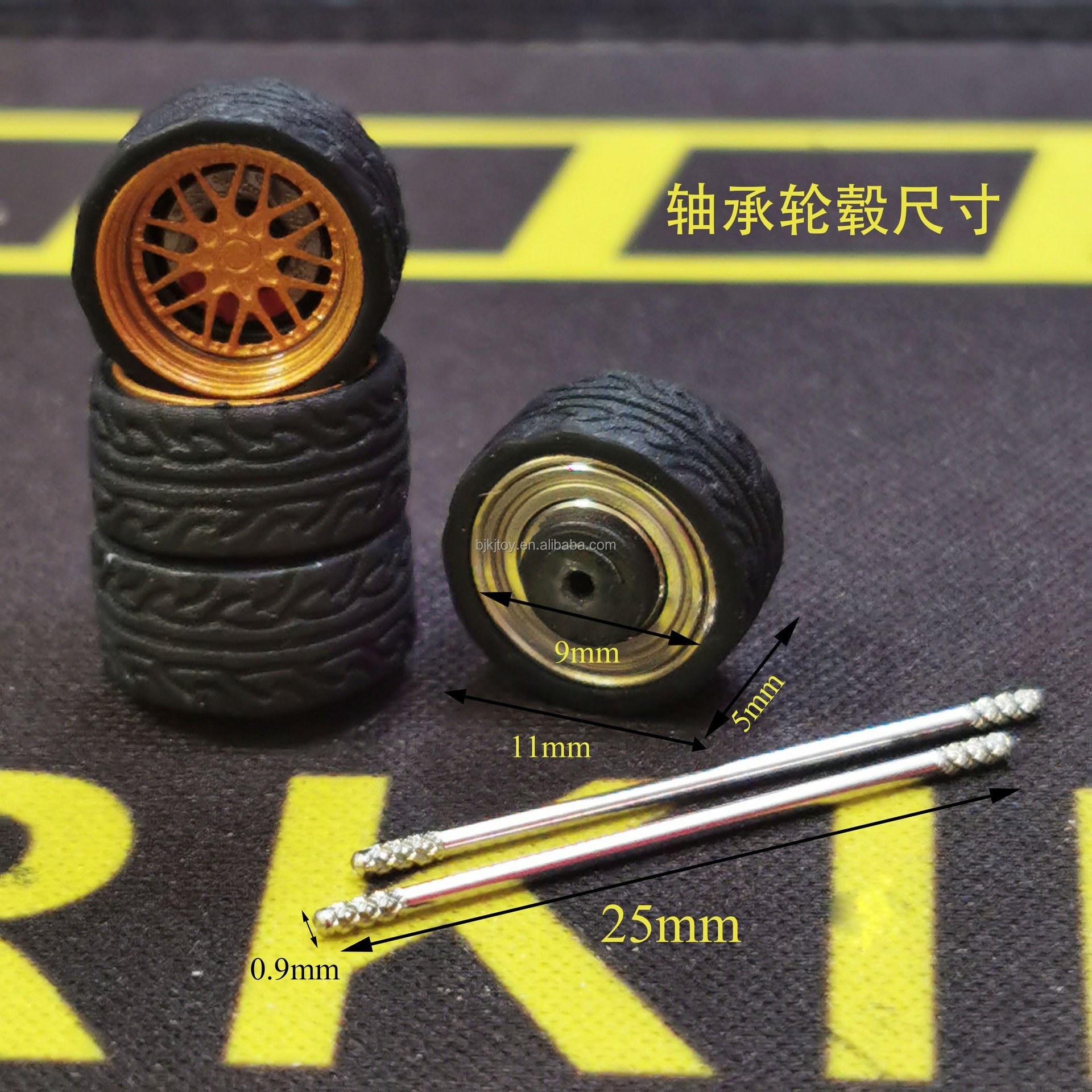 Bearing Version Alloy Model Car Replacement Wheels 1:64 Scale Wheels Rubber Tires Suitable for Dormeca