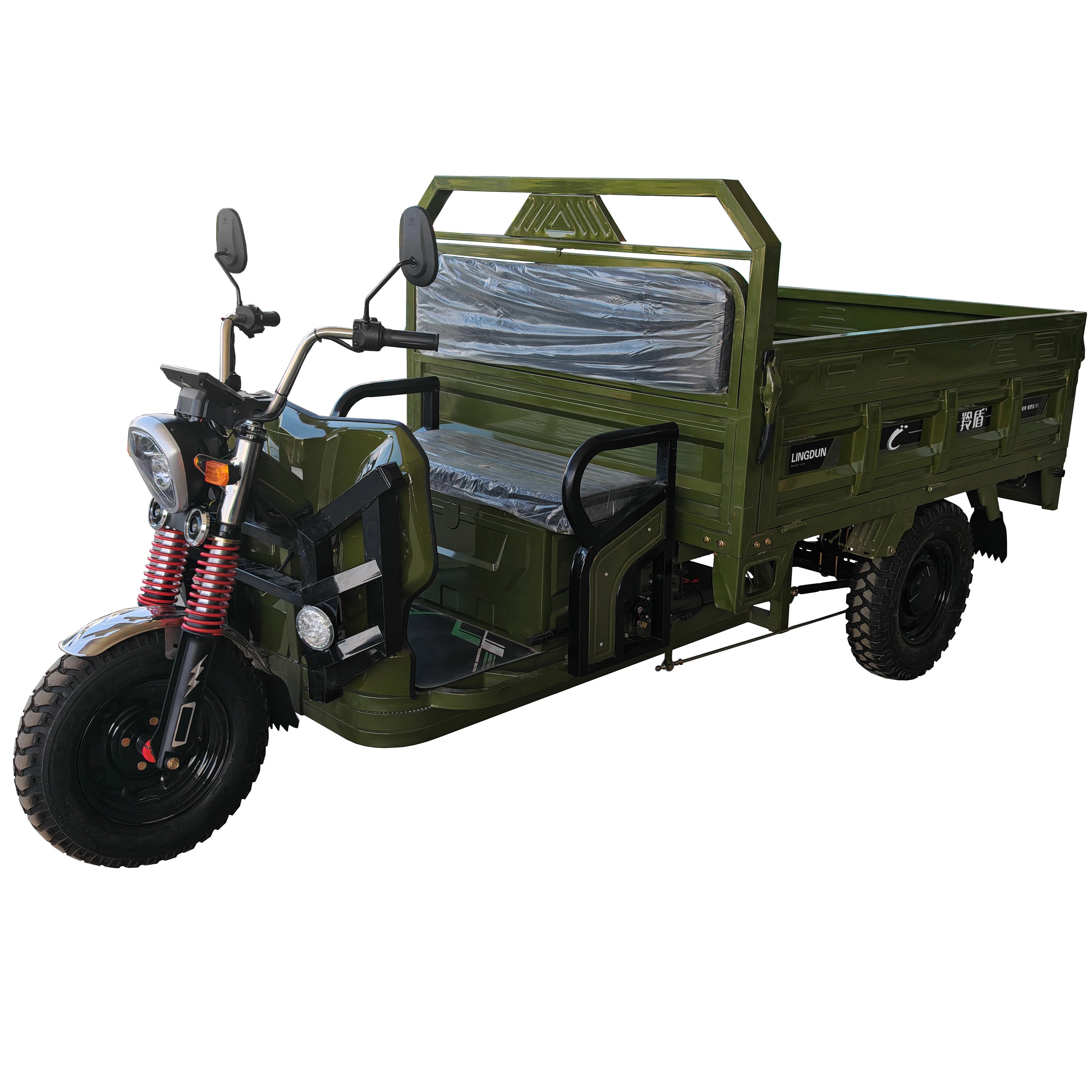 Open 3-Wheel Electric Cargo Tricycle 1200W Power 60V 30-50km/h Speed Front Rear Drum Braking System Electric Cargo Trikes