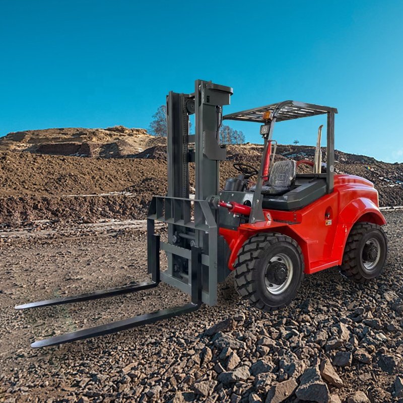 Free Shipping Euro 5 EPA 4x4 Articulated Rough Terrain Forklift for Sale 5 Ton 4WD Forklift