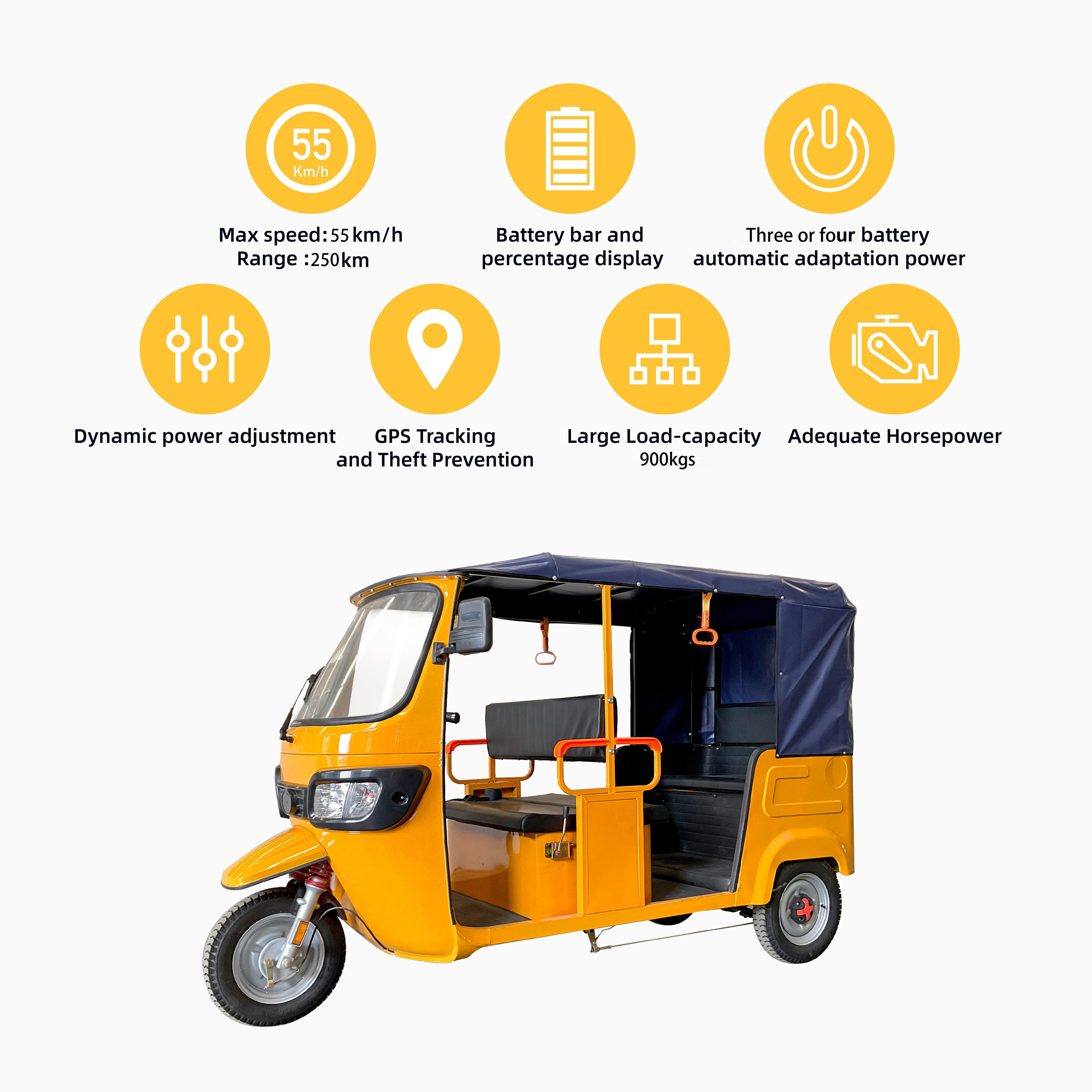 Wholesale Factory 60V150Ah/200Ah Battery Electric 3000W Tuktuk Bajaj Rickshaw Trike Mini Motorcycle 3 Wheel Motorized Tricycles