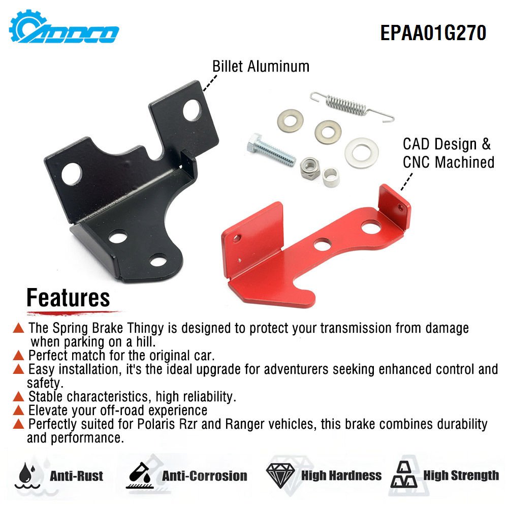 ADDCO - Parking Brake - Spring Parking Brake Accessory Kit for Polaris RZR for Polaris Ranger 800 900 1000 Turbo S EPAA01G270