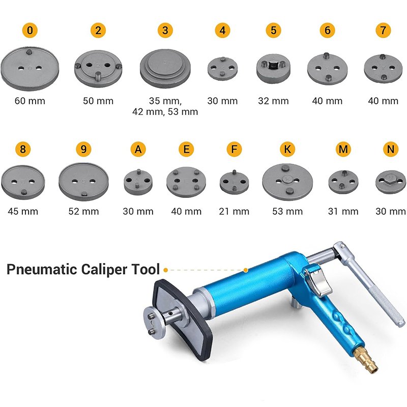 16-Piece Steel Pneumatic Brake Caliper Compression Tool Brake Piston Wind Back Air Retractor
