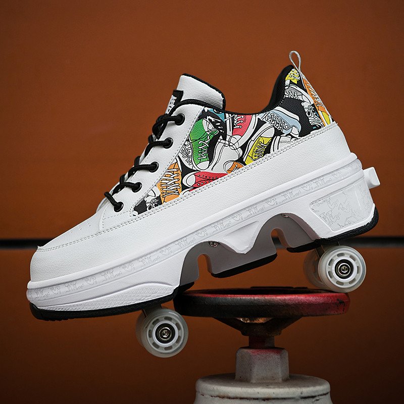 Hot Selling Children's Walking Shoes Four-wheel Brakes Breathable for Boys Girls Sports Roller Ice Skating Shoes