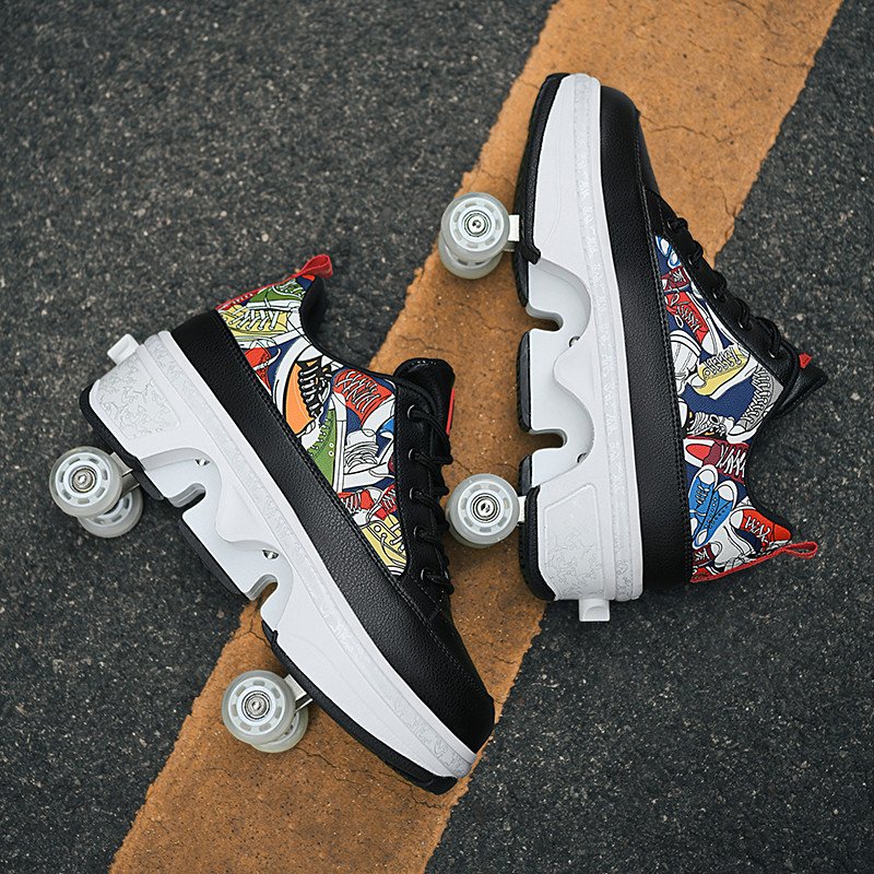 Hot Selling Children's Walking Shoes Four-wheel Brakes Breathable for Boys Girls Sports Roller Ice Skating Shoes