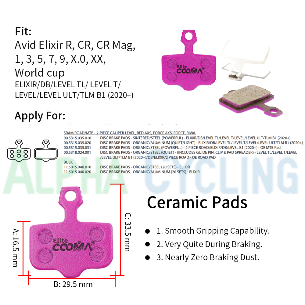 Ceramic Disc Brake Pads for AVID DB1/3/5 E1/5/7/9 and SR+AM LEVEL TL T UTL TLM B1 Red Force ETap AXS