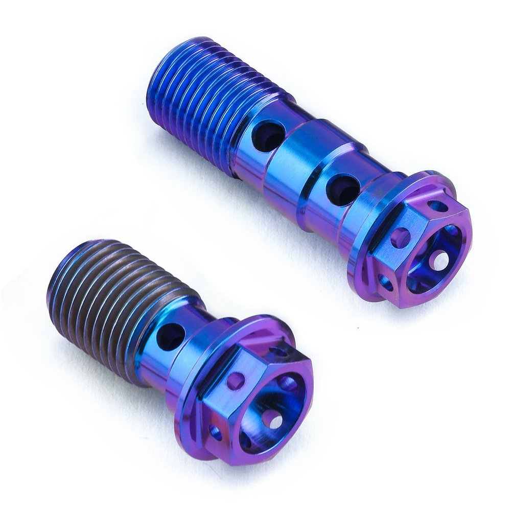 Titanium Single Banjo Bolt Front Brake Caliper Master Cylinder (1.00Mm) Race Spec M10 19Mm Flanged Hex Head Titanium Banjo Bolt