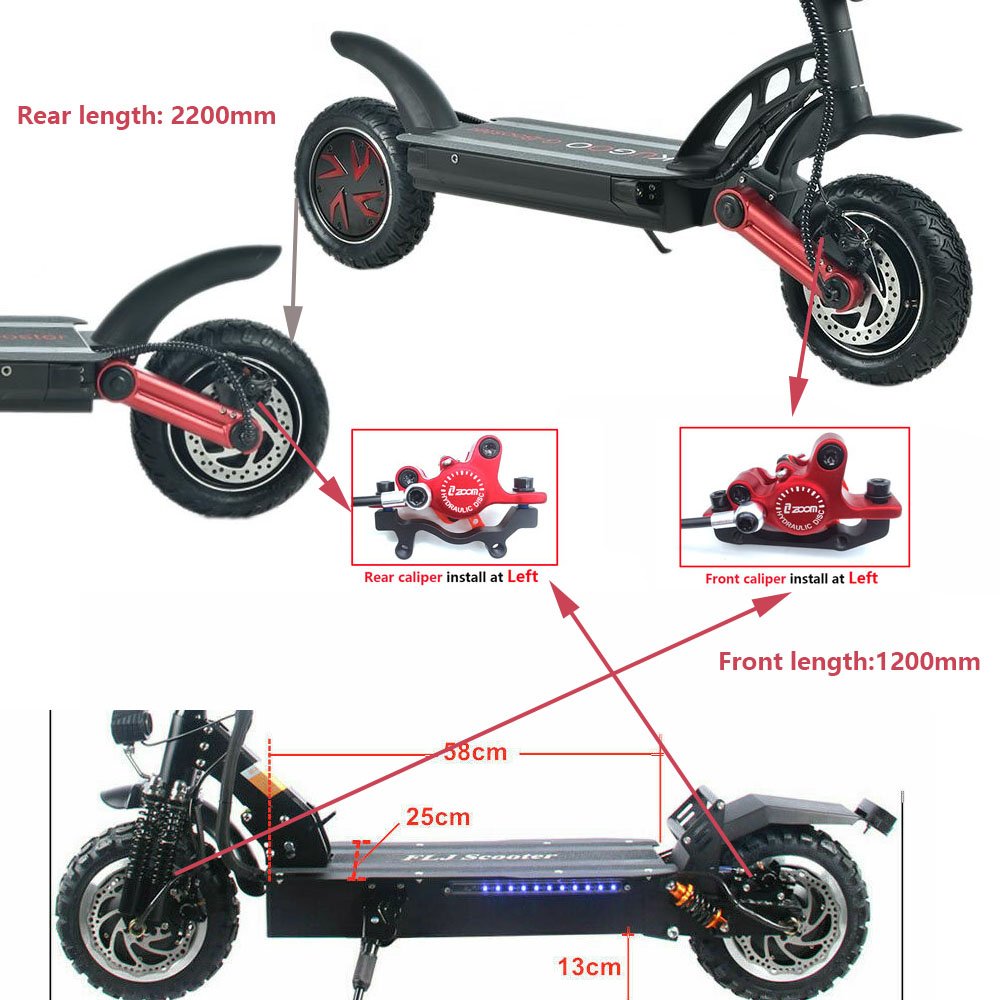 Zoom Electric Scooter Power off Control Ebike Hydraulic Disc Brake Caliper 2200 2000 1000mm for zero Kaabo KUGOO E-bike