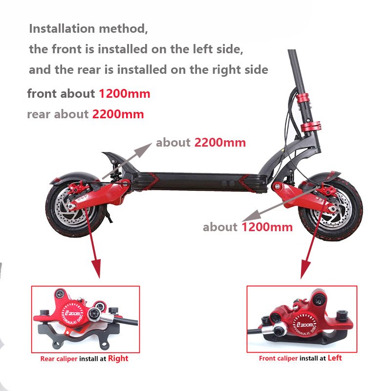 Zoom Electric Scooter Power off Control Ebike Hydraulic Disc Brake Caliper 2200 2000 1000mm for zero Kaabo KUGOO E-bike