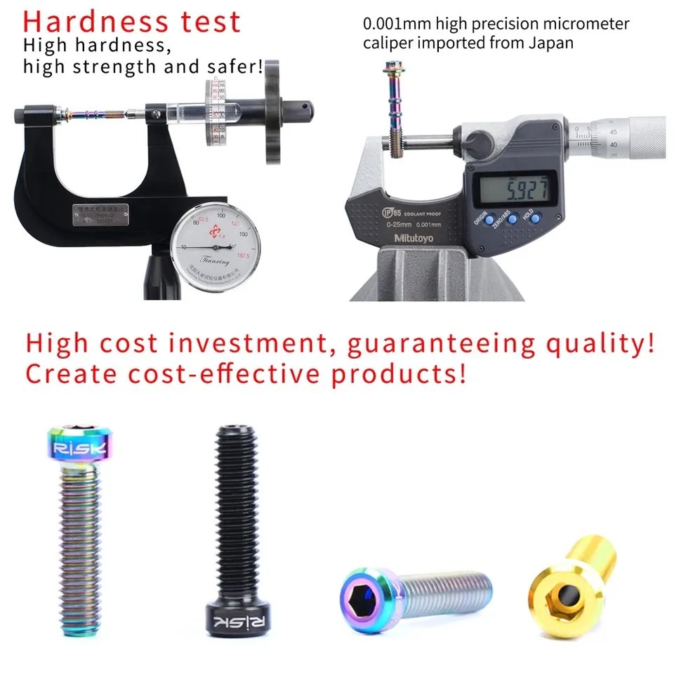 Risk Disc Brake Caliper Bolt Ultralight Titanium Bolts for Bike Brake Bicycle Hydraulic Brakes Screw for SHIMANO Oil Disc