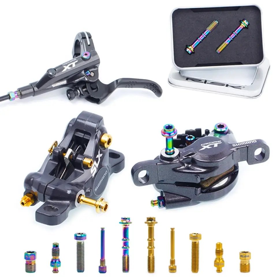 Risk Disc Brake Caliper Bolt Ultralight Titanium Bolts for Bike Brake Bicycle Hydraulic Brakes Screw for SHIMANO Oil Disc
