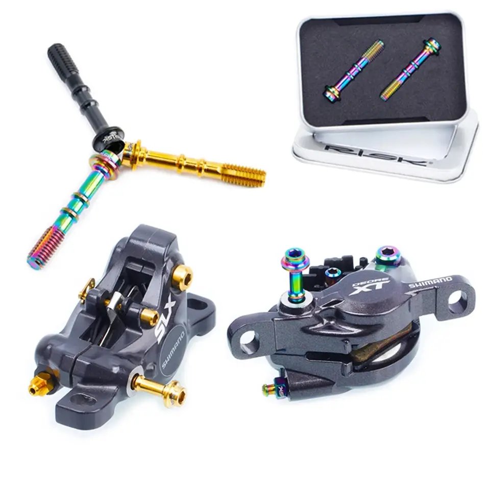Risk Disc Brake Caliper Bolt Ultralight Titanium Bolts for Bike Brake Bicycle Hydraulic Brakes Screw for SHIMANO Oil Disc