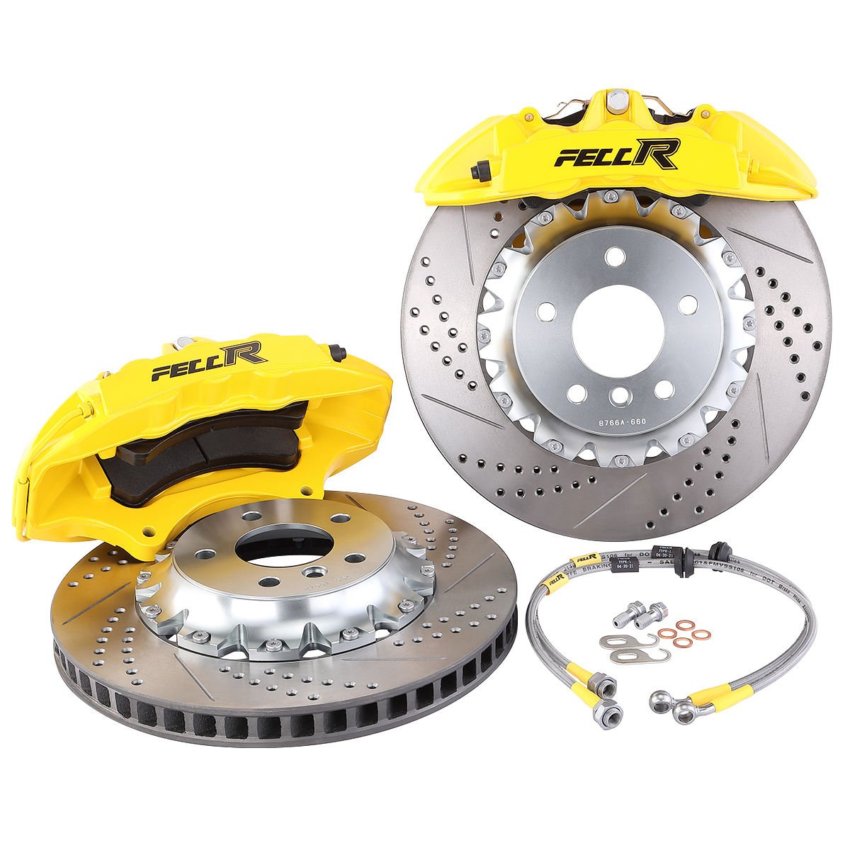 Front Caliper Kit 6 Piston Caliper Brake with 355x32 MM Rotor for Infiniti Q50/Q50/FX35/G25/G37