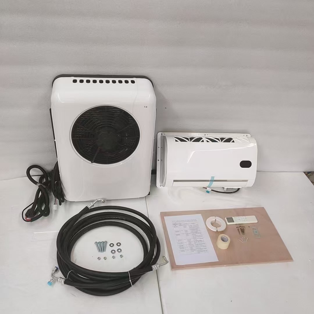 12V DC Truck Split Air Conditioner Electric Parking A/C Fit Trucks Tractors Trailers RVs Camper Van Scroll Compressor