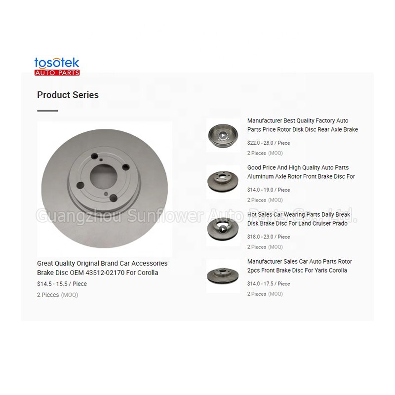 Automotive New Universal Disco De Frenos Brake Disc for Hilux Hiace Corolla Saloon Camry Land Cruiser Prius 4runner Lexus