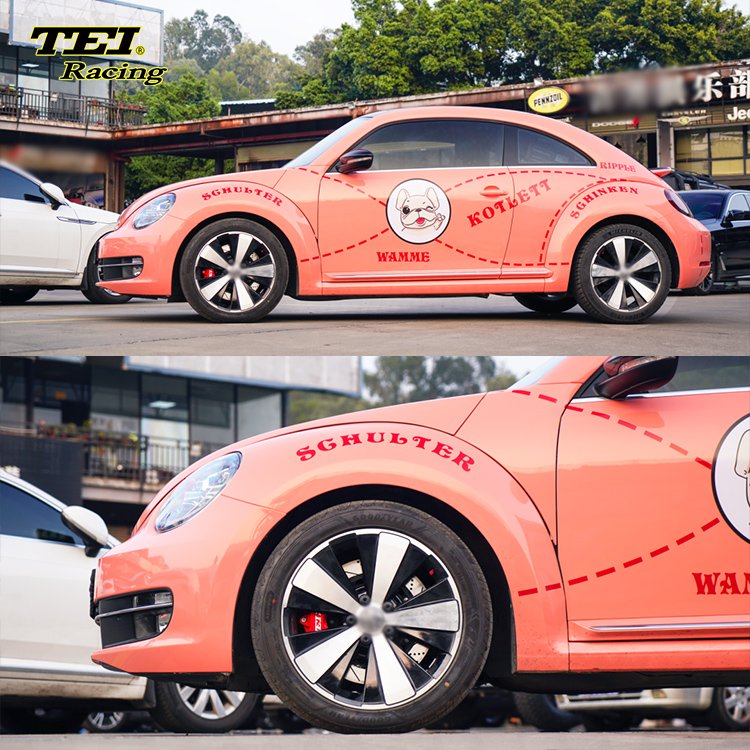 Front Big Brake Kit 4 Piston Caliper with 355*28 mm Rotor BBK Auto Brake System for VW Beetle 18 Inch Car Rim