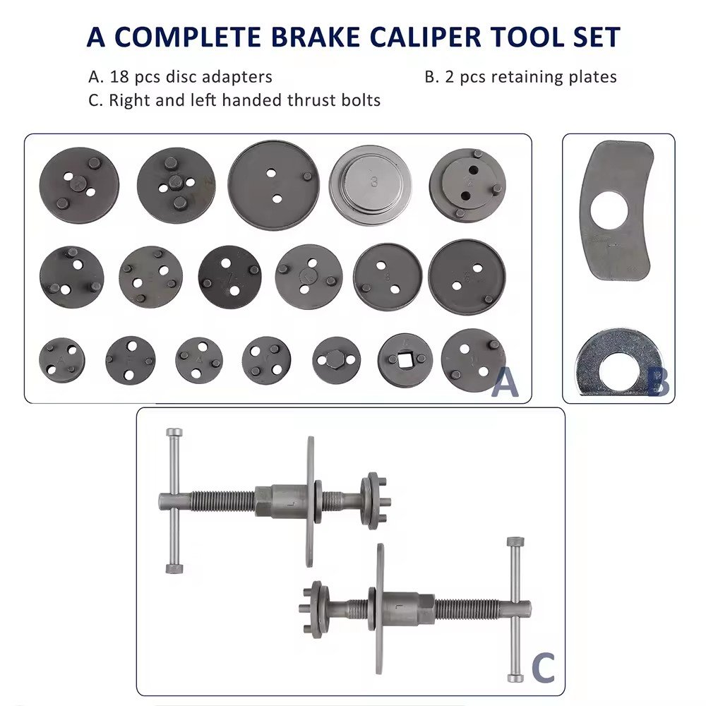 22pcs Vehicle Brake Piston Caliper Rewind Back Disc Brake Caliper Tool Set Brake Pad Repair