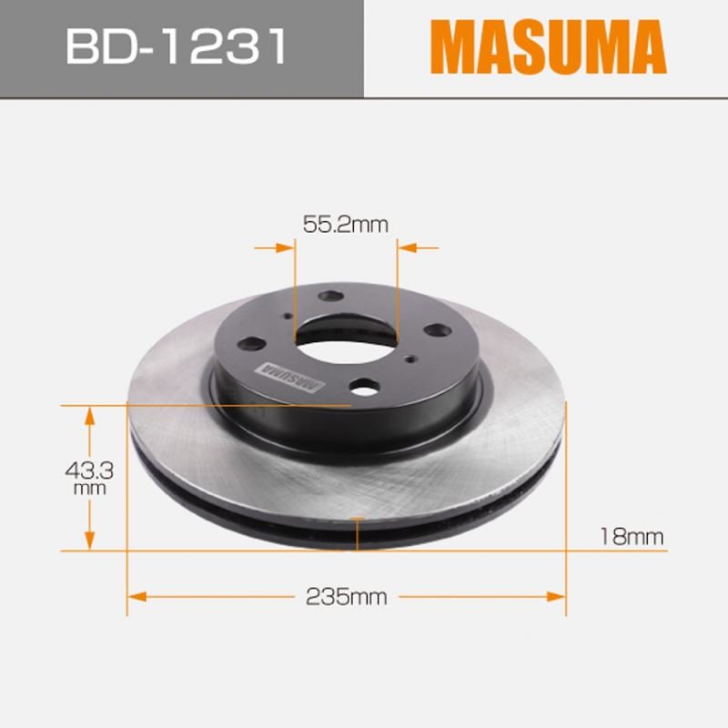 BD-1231 MASUMA Car Repair Part Brake Disc 43512-52010 43512-52020 43512-52050 43512-0D010 for TOYOTA ECHO