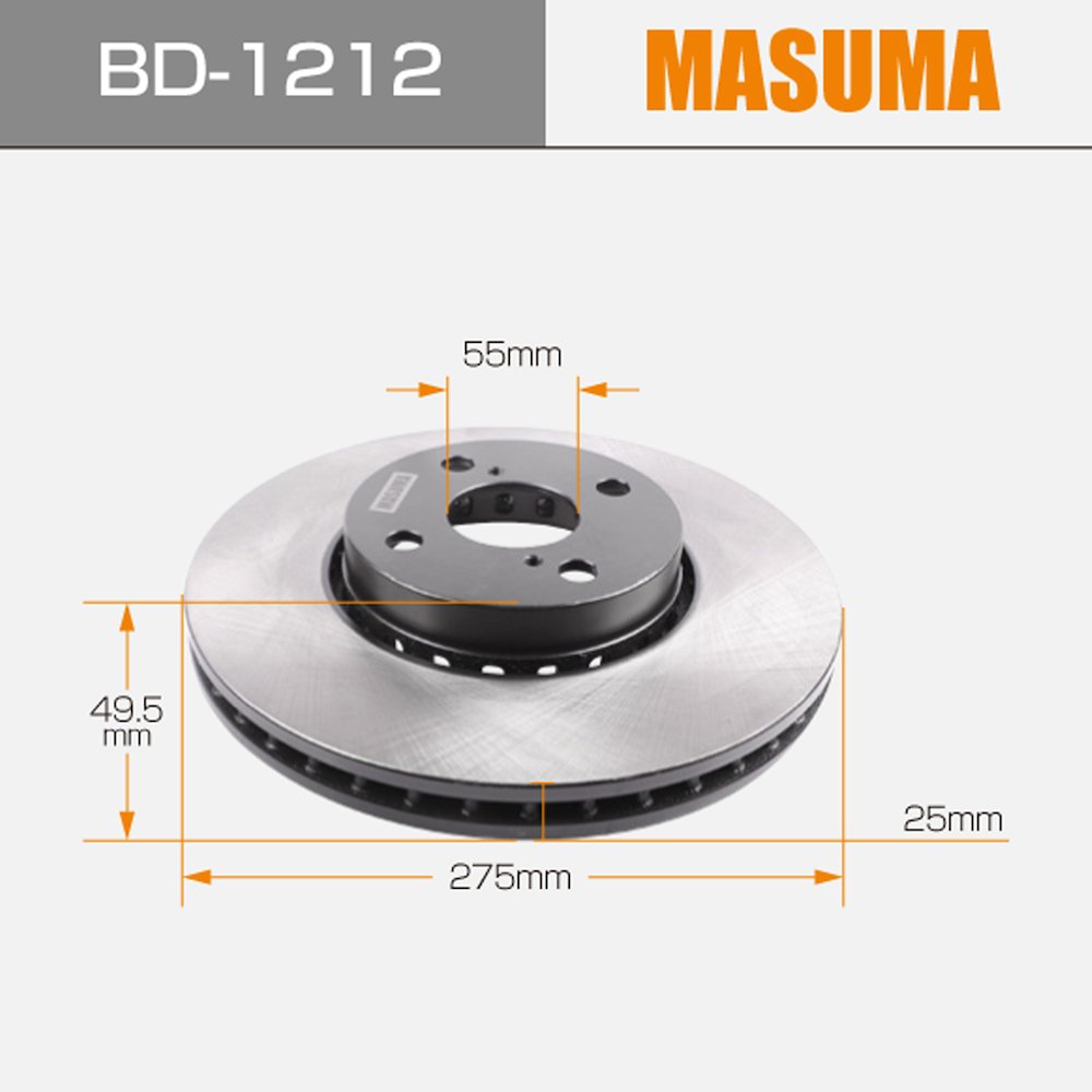 BD-1212 MASUMA Automatic Brake Disc 43512-13020 43512-13021 43512-02080 for TOYOTA COROLLA CDE120L