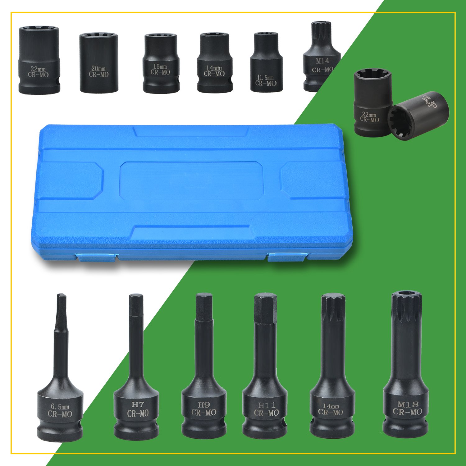 1/2" 12 Pc Impact Brake Caliper Special Socket Set for Audi VW Porsche Benz Ford BMW