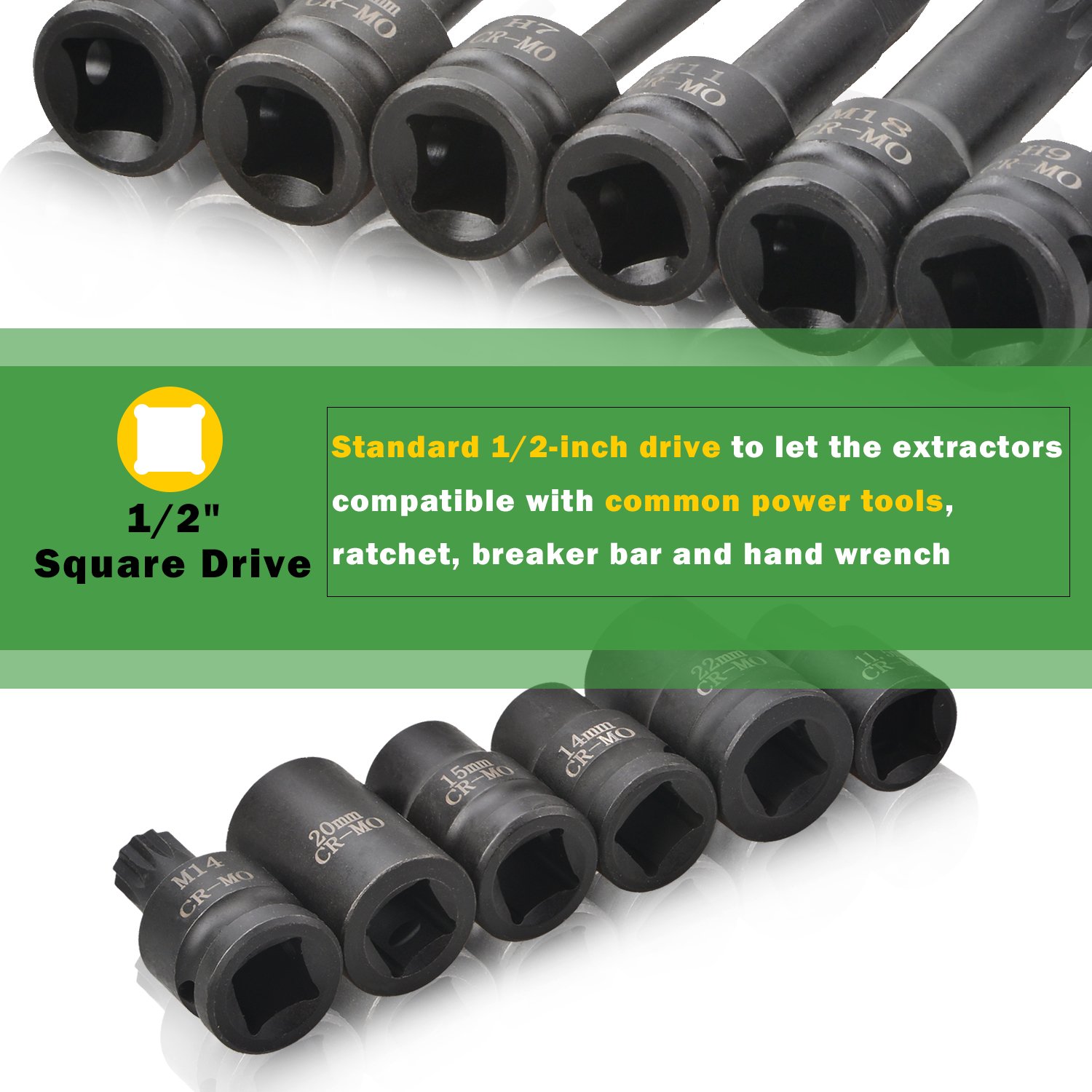 1/2" 12 Pc Impact Brake Caliper Special Socket Set for Audi VW Porsche Benz Ford BMW
