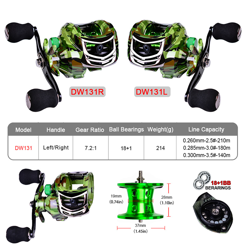 Newbility Ultra Light Fishing Reel 18+1BB 10 kg Drag Magnetic Break 7.2:1 Gear Bait Magnetic Brake System Reel Fishing