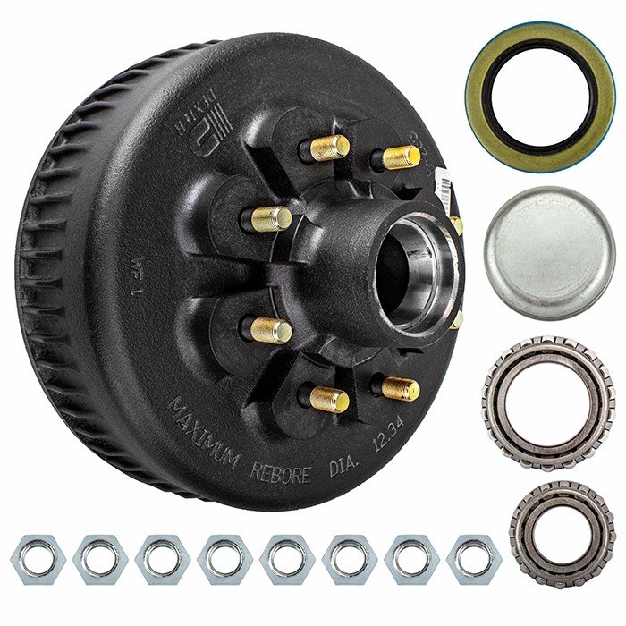 Hot Selling Trends Commercial Camper Trailer Parts & Accessories 8000Lbs 12.25" 8 Bolt 6.5" Pcd Brake Drums Bearing Kit