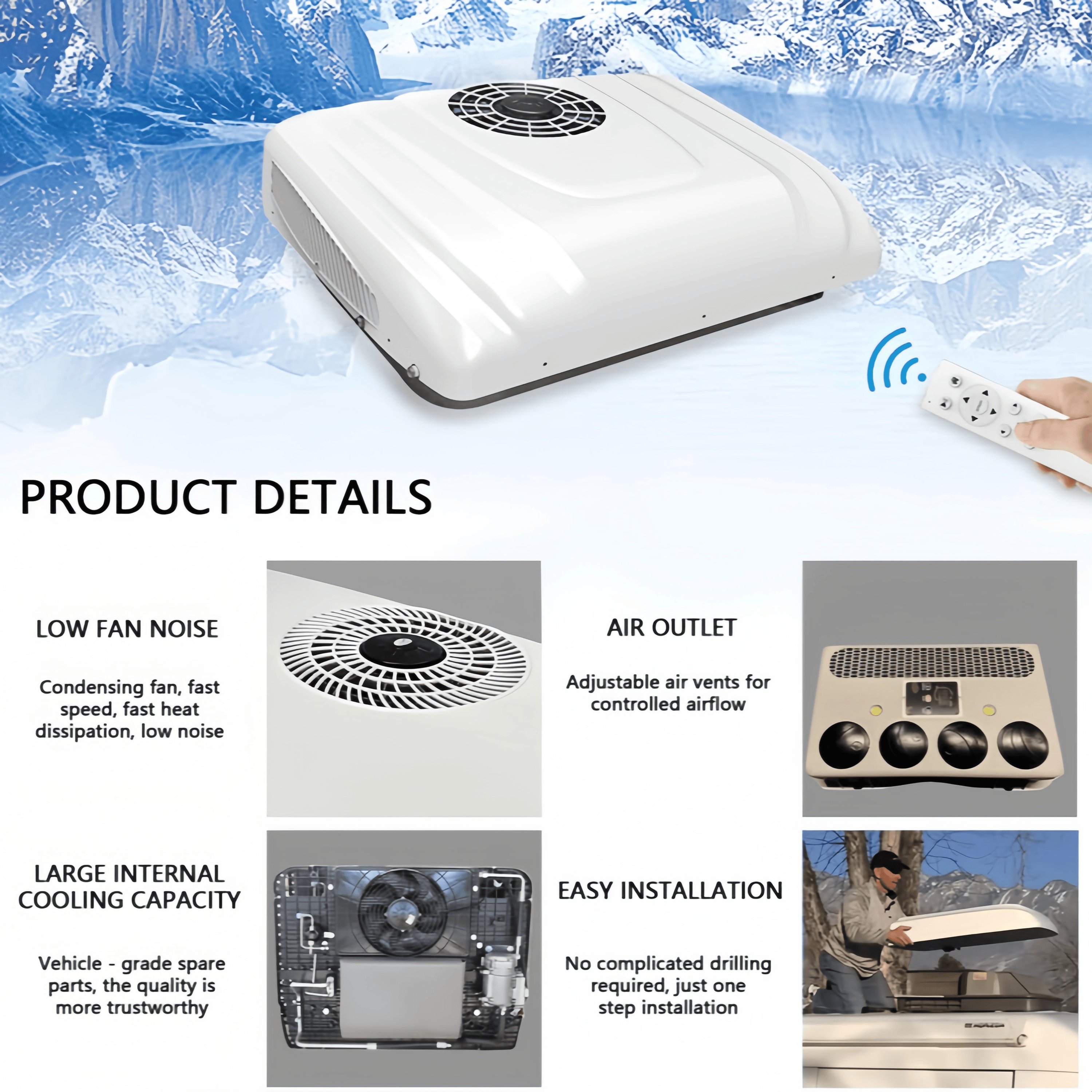 RGFROST Truck Air Conditioner 12 24V 2500W Parking Air Conditioner Rooftop AC Electric Air Conditioner