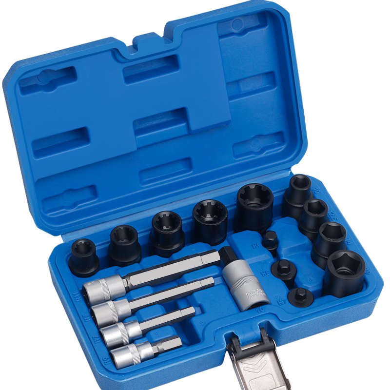 17pcs Brake Pads Auto Repair Tools Replacement Caliper Pump Screw Removal Special Special-shaped Sleeve Batching Toolbox