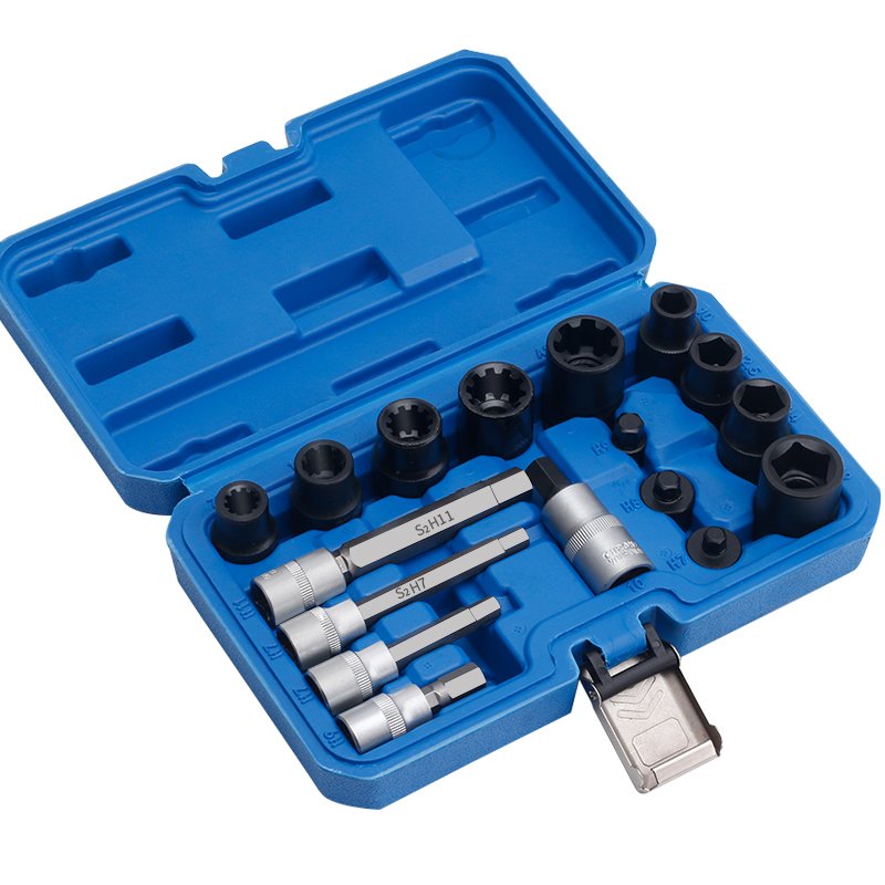 17pcs Brake Pads Auto Repair Tools Replacement Caliper Pump Screw Removal Special Special-shaped Sleeve Batching Toolbox
