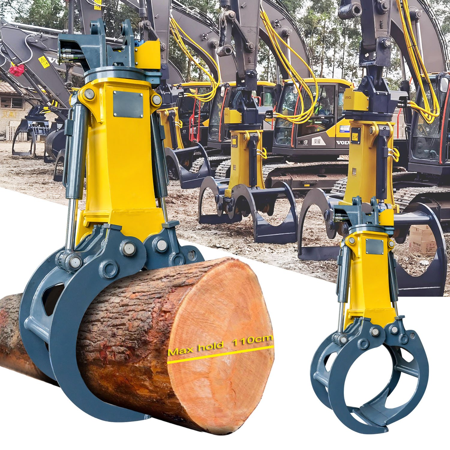 XUVOL Truck Loader Timber Log Grapple 20-30ton Excavator Wood Rotating Grapple Hydraulic Rotating Timber Forestry Log Grapple
