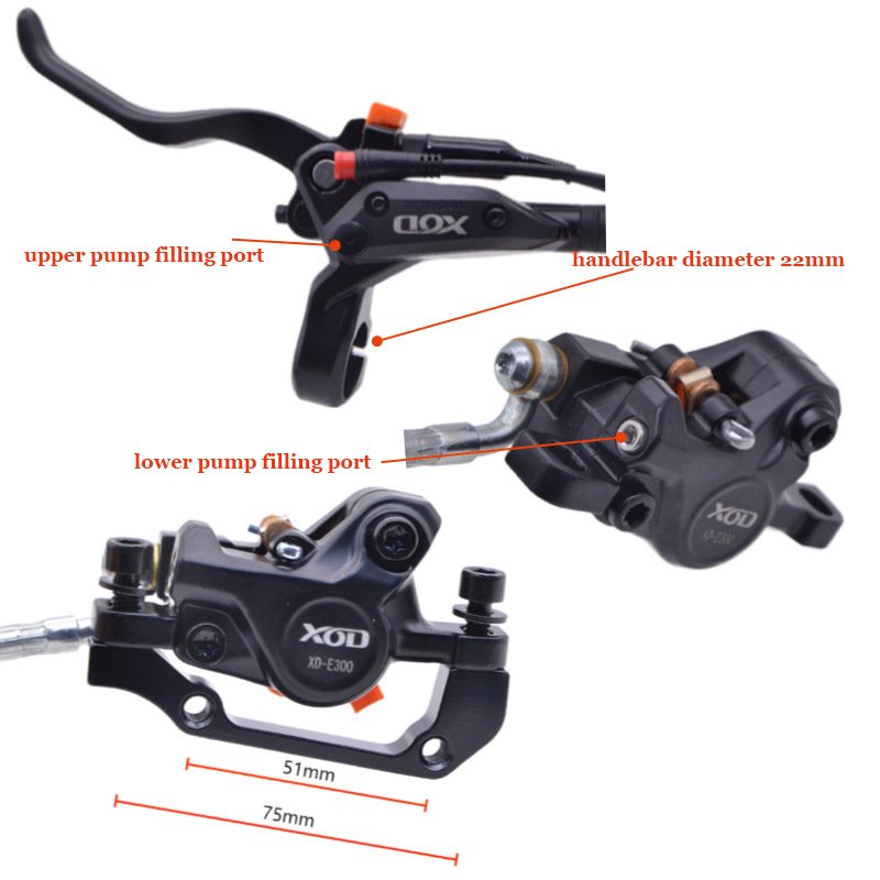 XOD Aluminum Alloy Electric Power Control Shifter Brakes Power Off for Driving Oil Disc Brake of Bicycle Brake Caliper Parts