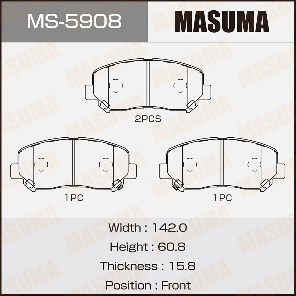 MASUMA MS-5908N Style Competitive Price Auto Parts Brake Pads for Cars Japan for Mazda CX5 2AMV1170AC 68225170AA