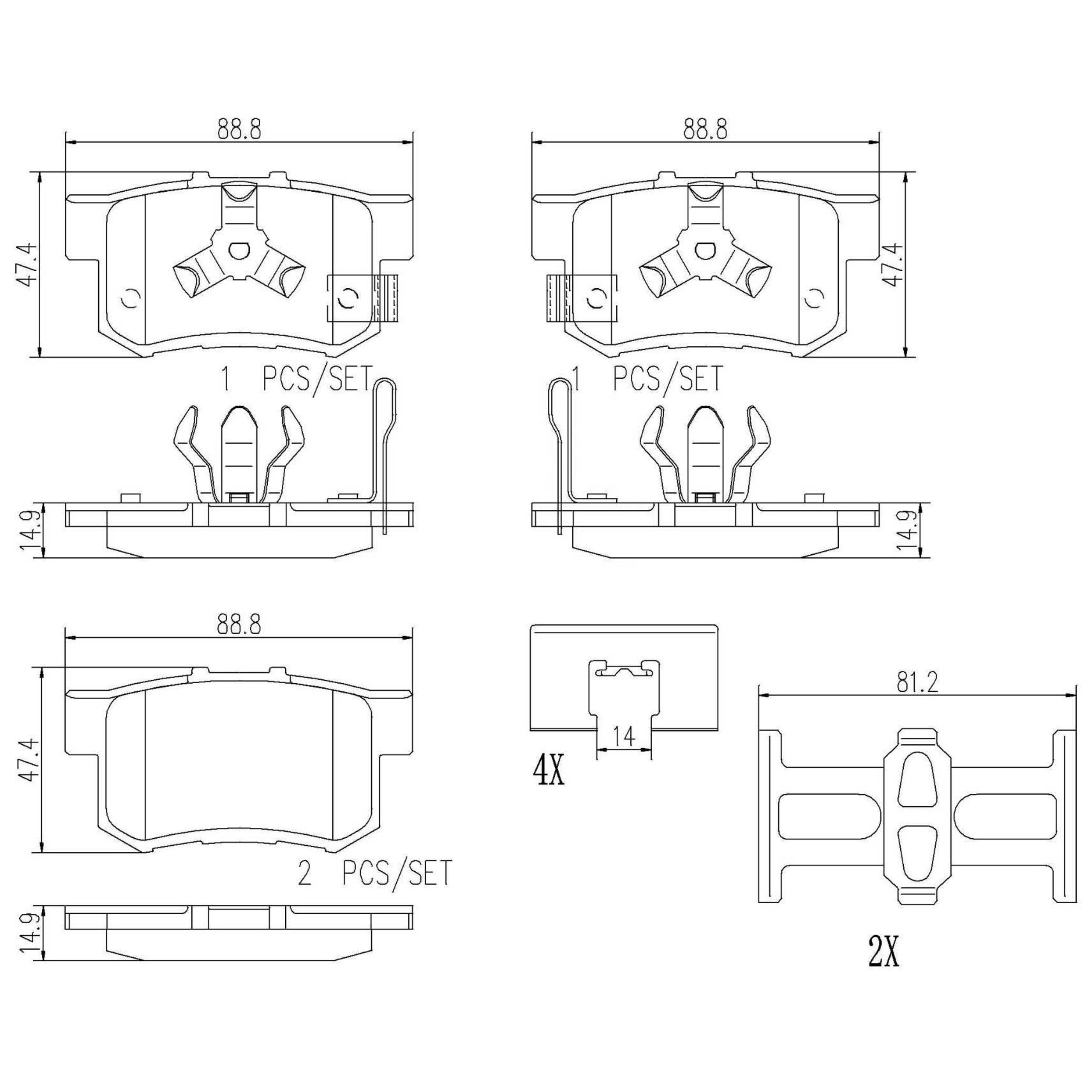 High Performance Factory Auto Parts Brake Pads (Pastillas De Freno) OEM Disc D536/D1705/D2053/wva 21719/23652 Is Rear Axle Brake