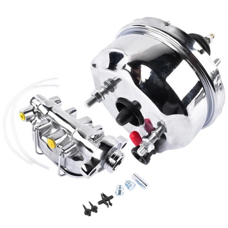 Brake Booster Master Cylinder Assembly for Chrome Single Diaphragm With Bail Top Bore Cylinder GM Street/Hot Rods Modified Cars