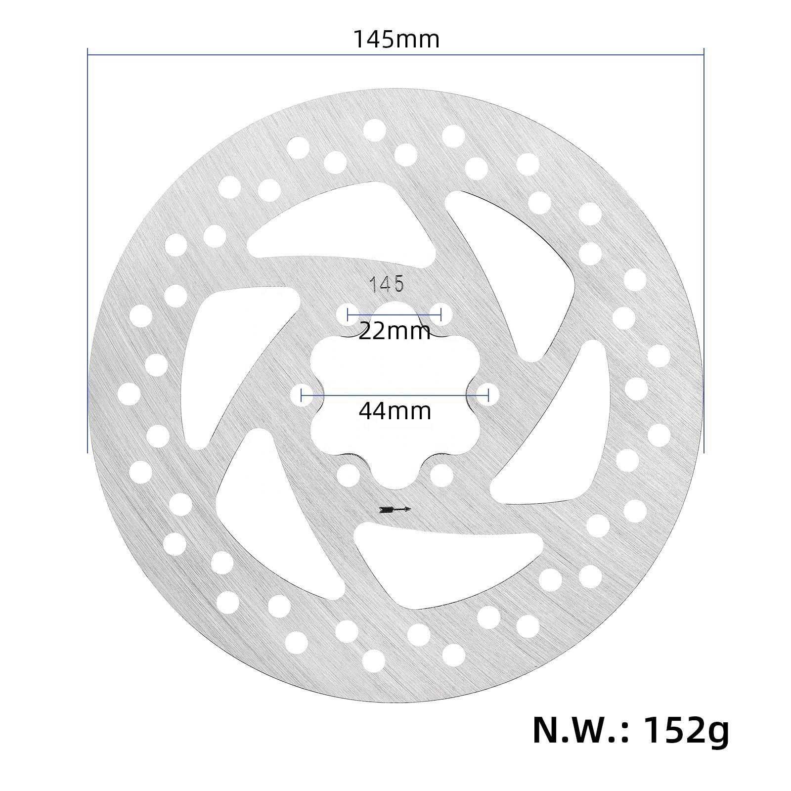 145mm 6-Hole Disc Brake Disc Wth 6 Screws for Electric Scooter Caliper Steel Brake Pad Diagonal 44mm Brake Disc Accessories Part