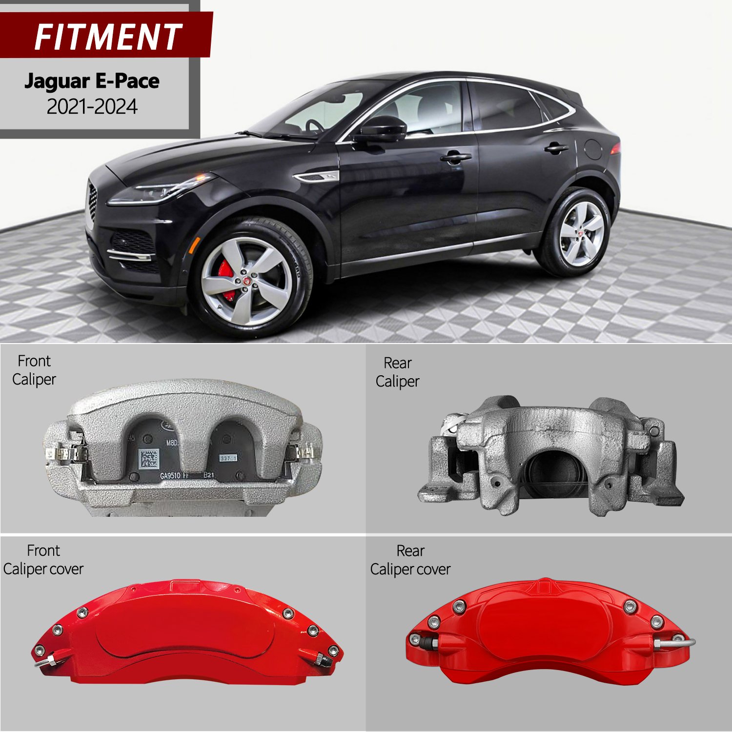 4 Pcs Easy to Install Aluminum Brake Disc Bremb Red Caliper Cover forJaguar E PACE,I PACE 15 Colors