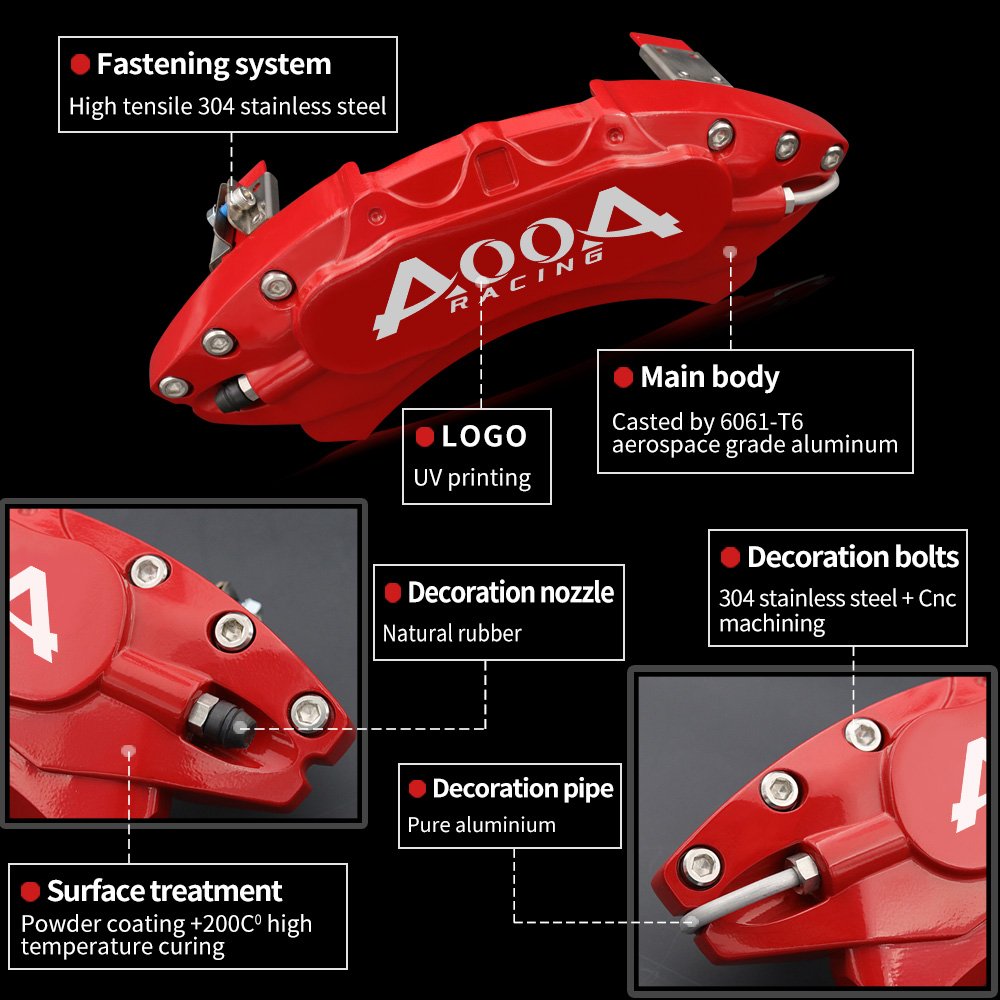 4 Pcs Easy to Install Aluminum Brake Disc Bremb Red Caliper Cover forJaguar E PACE,I PACE 15 Colors