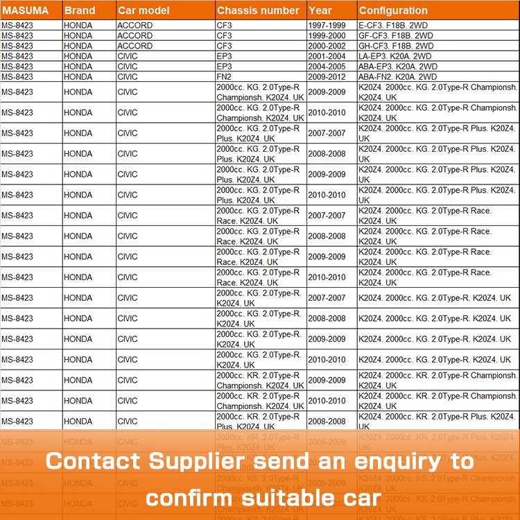 MS-8423 MASUMA Auto Repair Part Front and Rear Brake Pads System Premium 45022-SMT-E50 45022-S2A-E10 for HONDA ACCORD CF3
